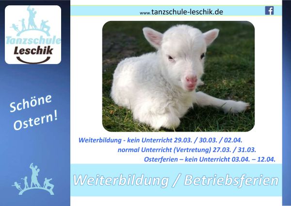 Weiterbildung und Betriebsferien Aushang Tür Ostern 2026 600 Breite